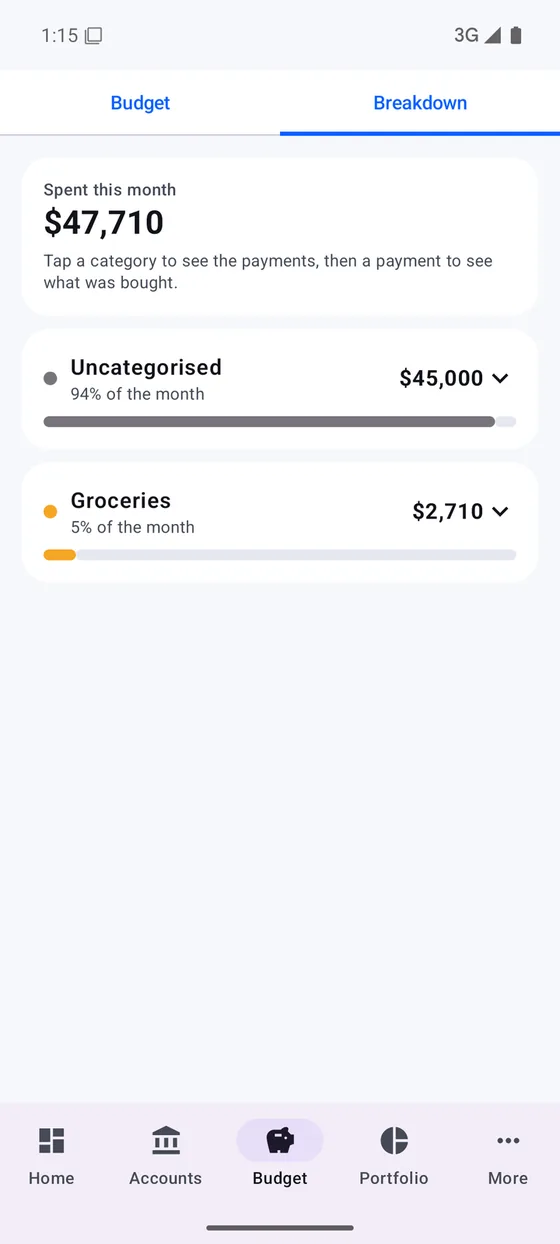 Breakdown — spend by category